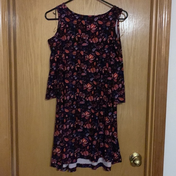 Black Shoulderless Dress with Orange Flowers - Picture 2 of 8